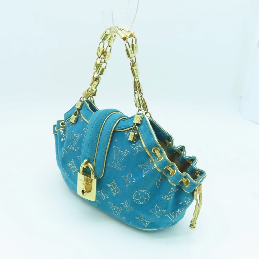 ❤️❤️SOLD❤️❤️ Vuitton Limited Edition Lock Evening Suede Blue - Picture 3 of 10